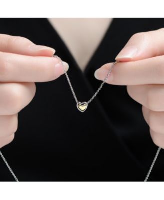 Two-Tone Sleek Heart Pendant Necklace