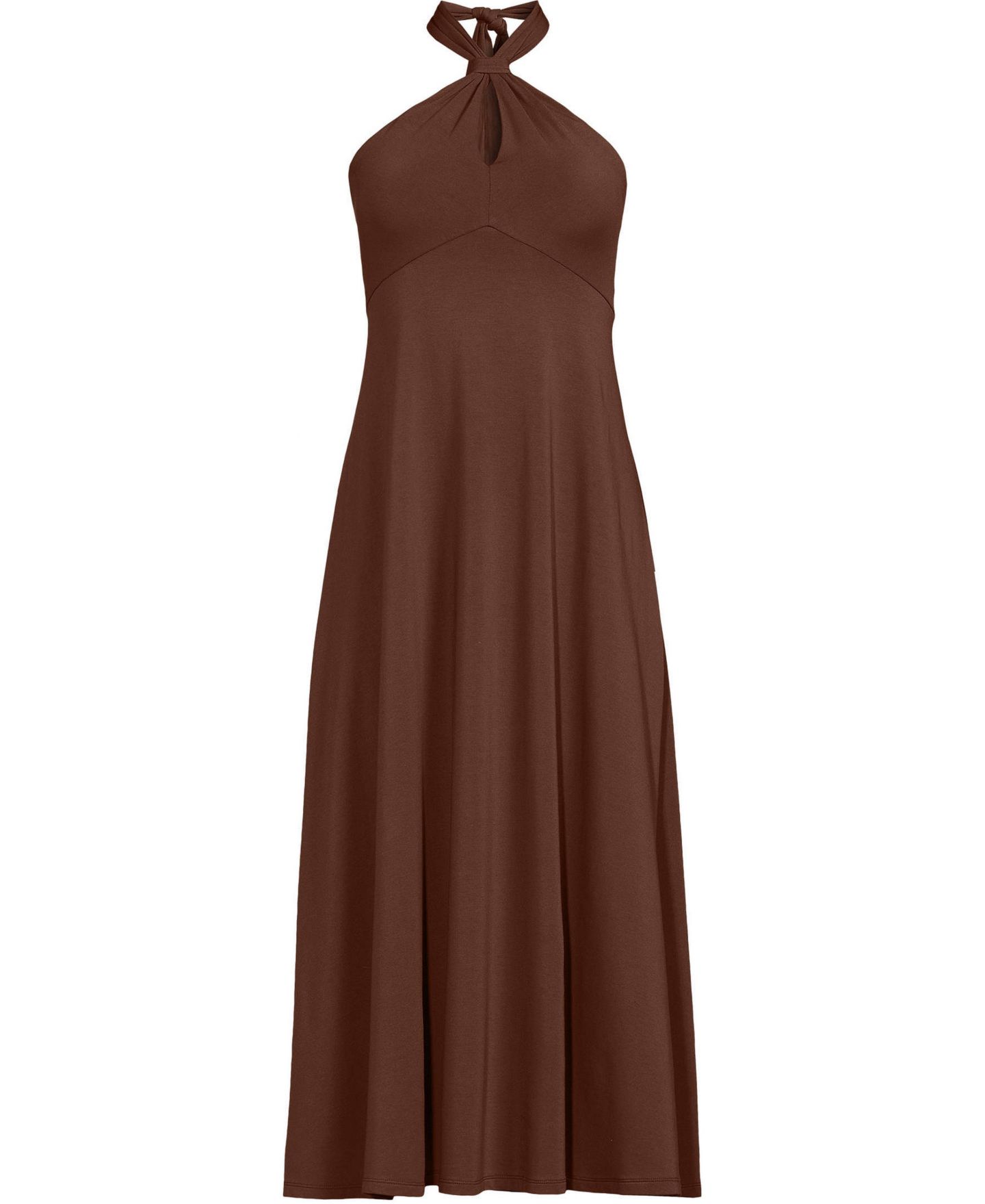 Женское платье Lands' End Cotton Modal Halter Midi, цвет: Коричневый — фото 3