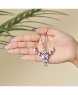 Layered Southwestern Horn Pendant and Beaded Necklace Set