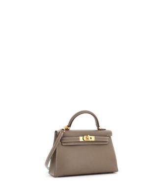 Pre-Owned Hermes Kelly 20 Handbag Grey Madame with Gold Hardware