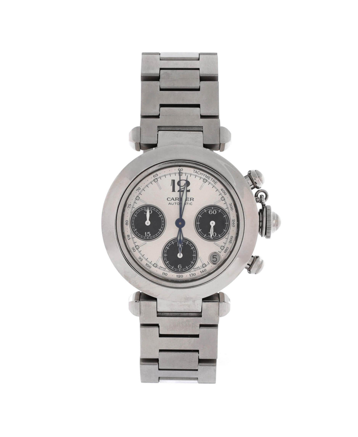 Pasha de Cartier Chronograph Automatic Watch in Stainless Steel 36mm - Dial color: silver