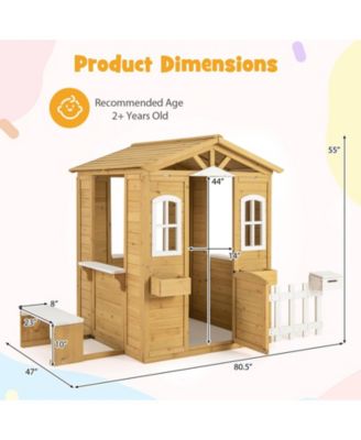 Toddler Wood Playhouse Outdoor Adventures Cottage w/ Bench Play Game Center