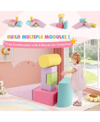 Toddler 6 PCS Climber Play Set Indoor Foam Climb & Crawl Activity Blocks w/ Cover