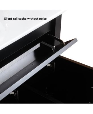 48" Black Vanity Set with Ceramic Sink, 4 Soft-Close Doors & 4 Drawers, Stylish Bath Organizer