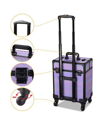 Folding Manicure Table & Rolling Makeup Train Case Charm ForgetMeNot