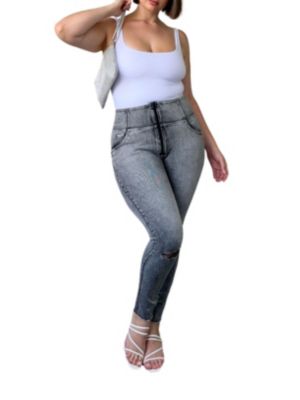 Women's Curvy Ripped High-Rise Sculpting Skinny Jeans