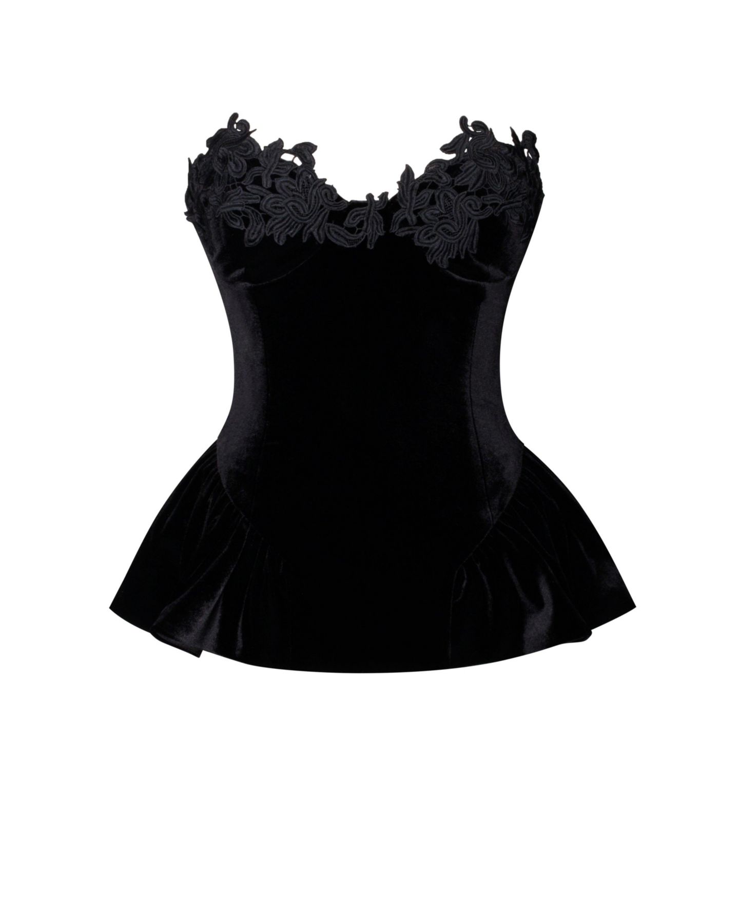 Женский топ Miss Circle Qiara Black Velvet Peplum with Lace Trim, цвет: Чёрный — фото 10