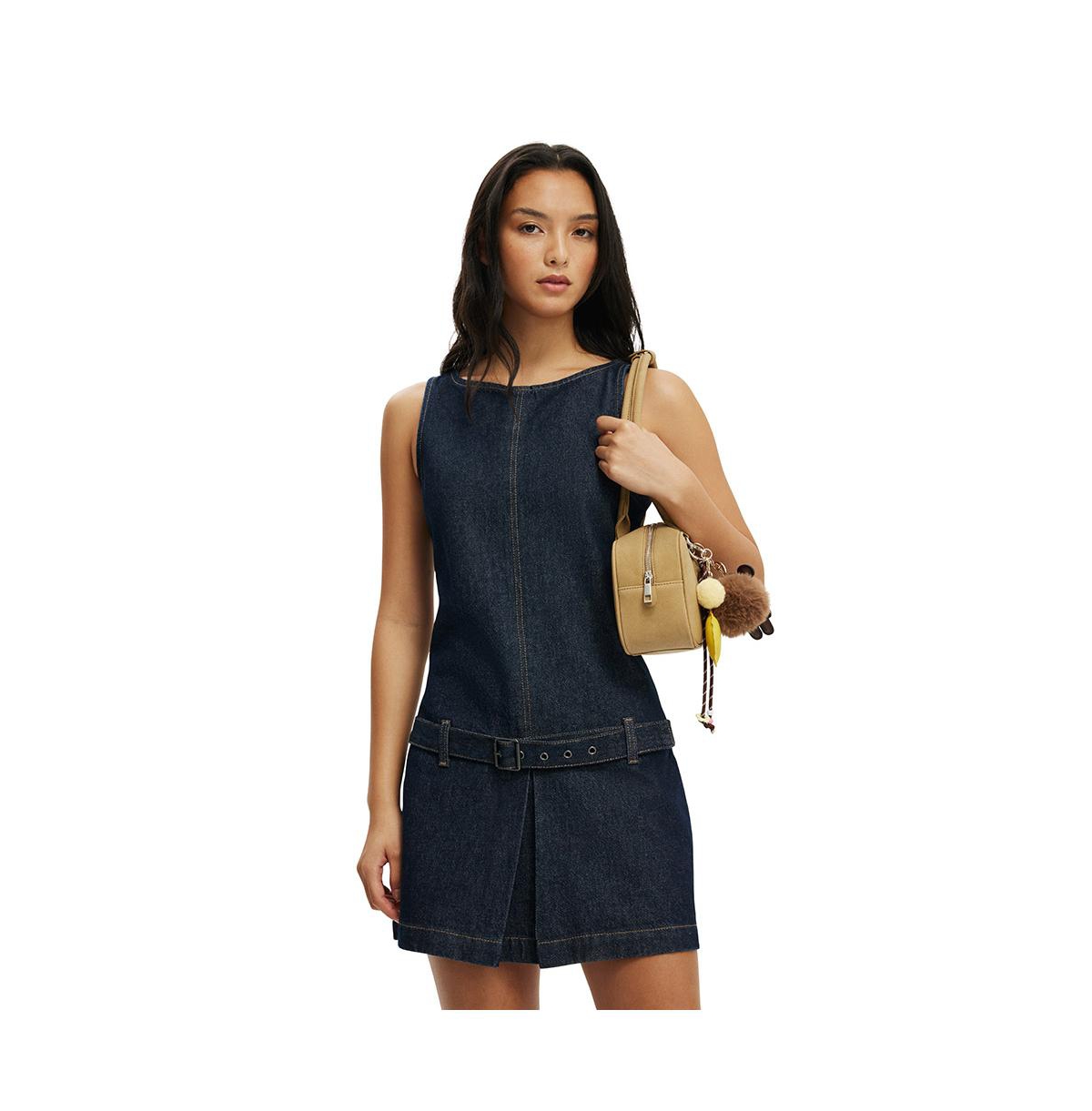 Women's Luisa Belted Denim Mini Dress - Shutter blue