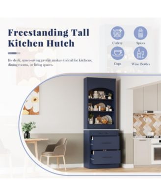 Modern Kitchen Pantry Cabinet Set of 2