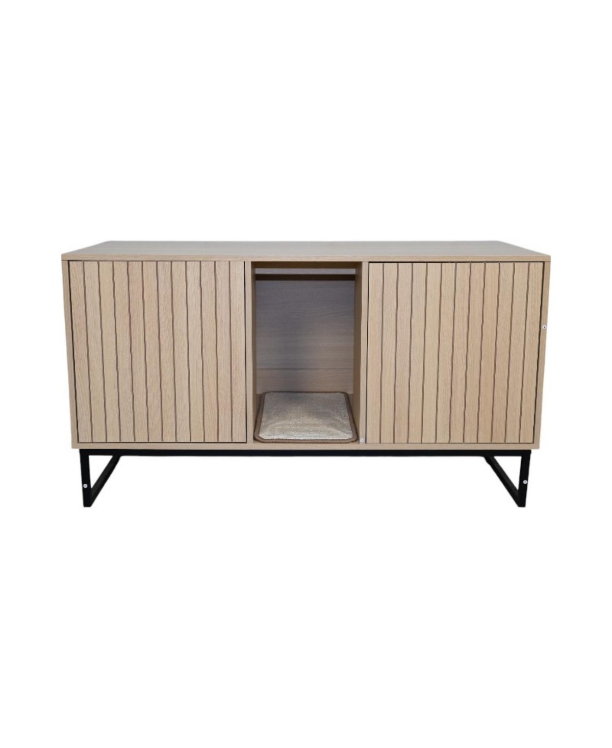 Modern Wooden Cat House with Scratching Mat - 47.64&#x22; x 21.46&#x22; x 25.98&#x22;, 76.4 lbs - Light brown