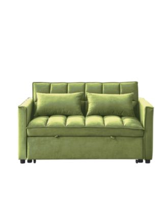 Velvet Green 54" Sleeper Sofa with Adjustable Back