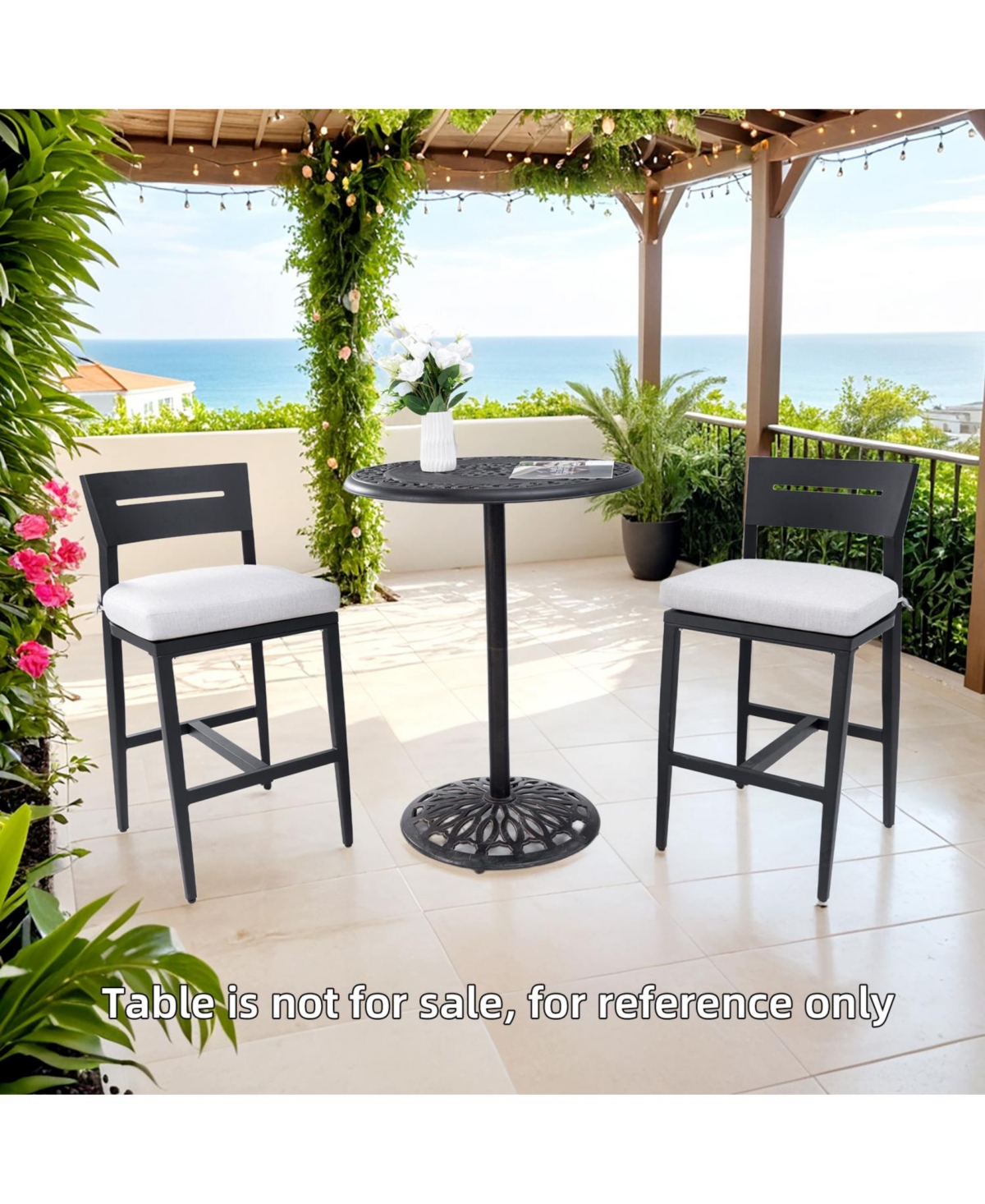 Streamdale Furniture Modern Outdoor Bar Stools - Ember Black Sunbrella Cushion