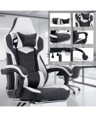 Gaming Chair with Footrest Ergonomic High Back Black/White