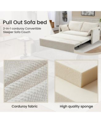 Corduroy Convertible Sleeper Sofa Bed with USB Ports