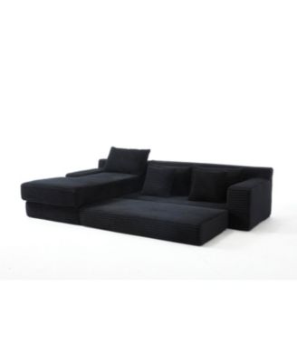 L-Shaped Corduroy Sectional Sofa Bed