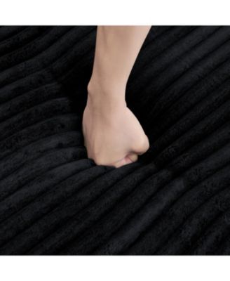 L-Shape Corduroy Sectional Sofa Bed - Black