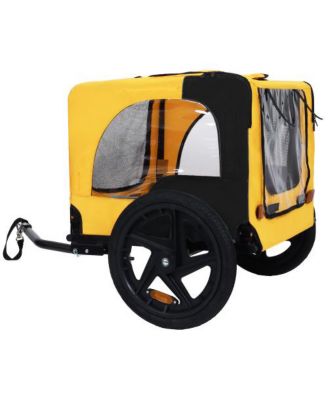 Pet Bike Trailer,Suitable for Small & Medium Pets, Easy Folding Cart Frame, Quick Release Wheel, Yellow
