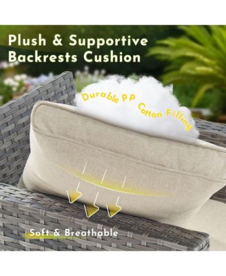 4 Pieces Outdoor Patio Furniture Set,Outside Conversation Set with All-Weather Wicker Sofa,Deep Seating Cushions and Solar Powered Coffee Table