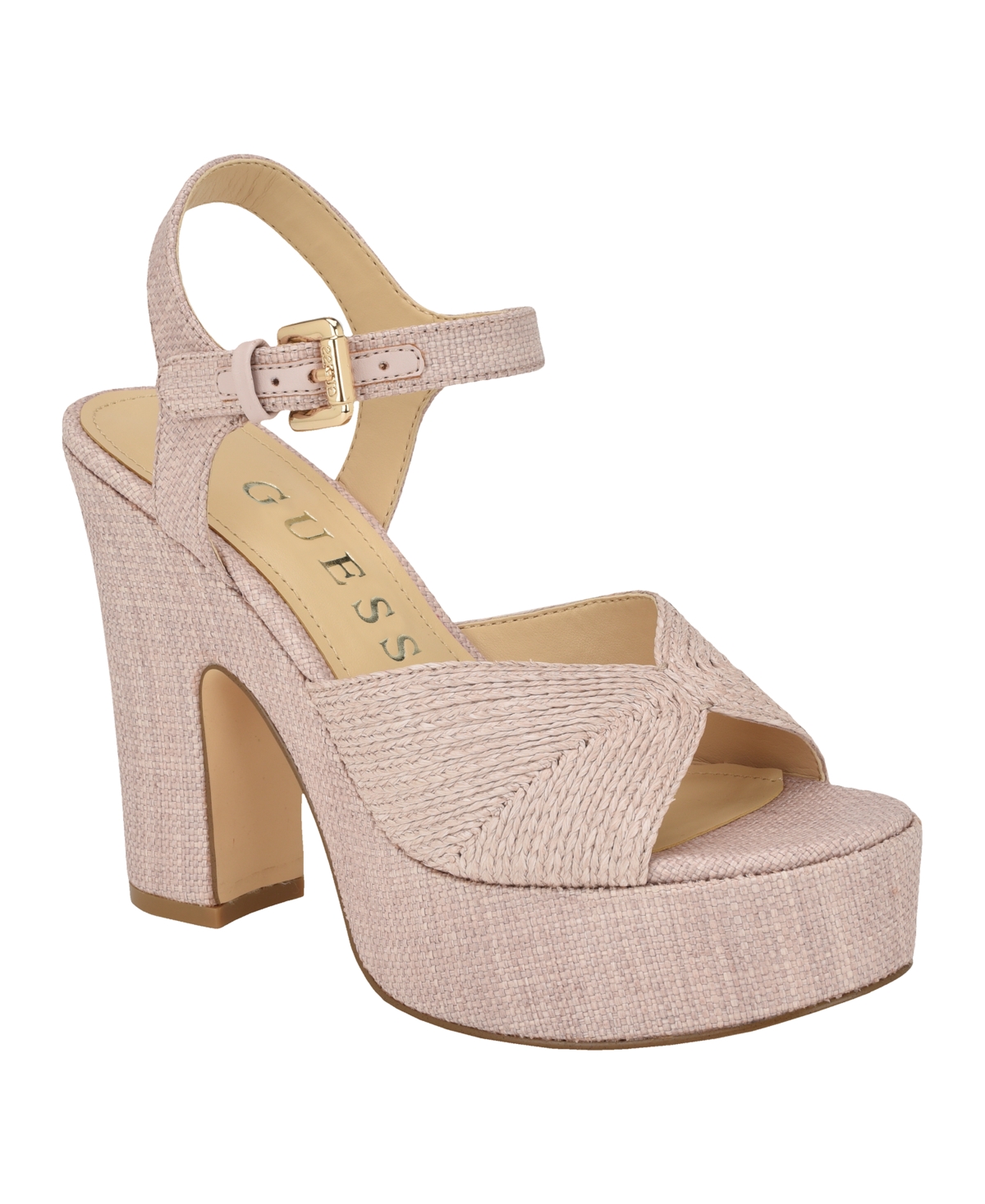 Guess Women's Saylin Woven Block Heel Platform Sandals In Pink