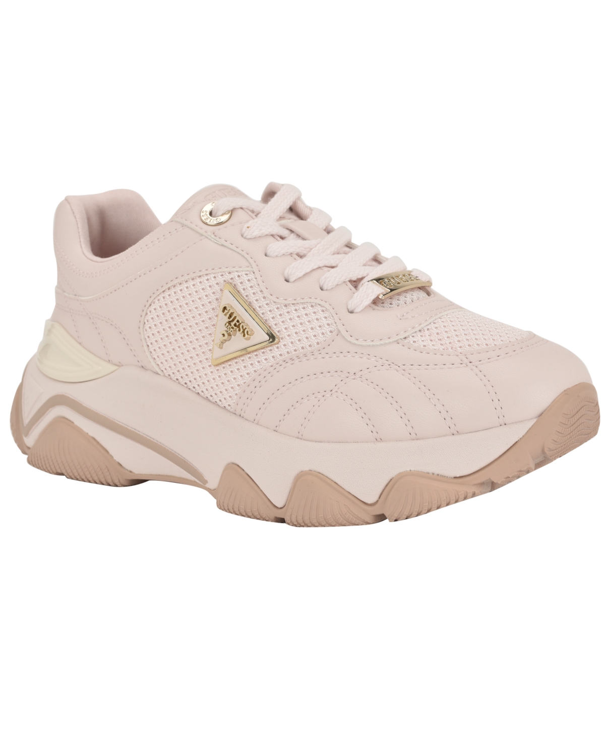 Guess Women's Moeann Triangle G Logo Chunky Lace-up Sneakers In Pink