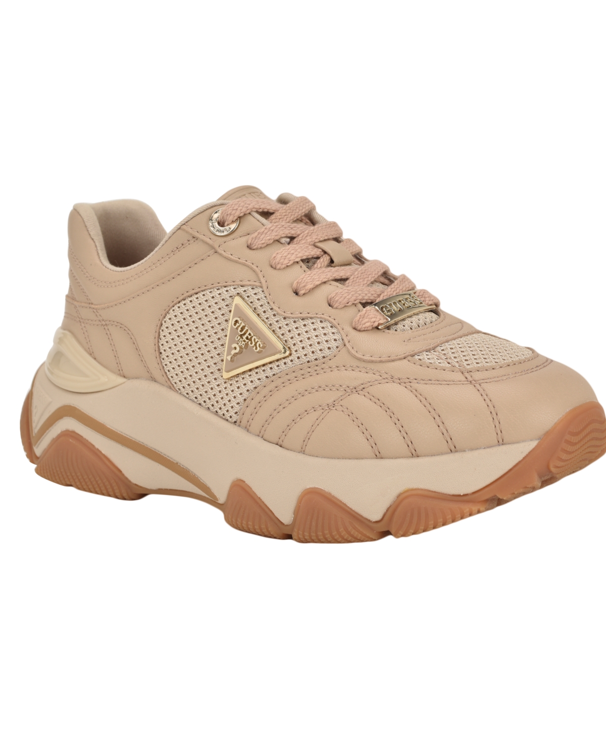 Guess Women's Moeann Triangle G Logo Chunky Lace-up Sneakers In Brown