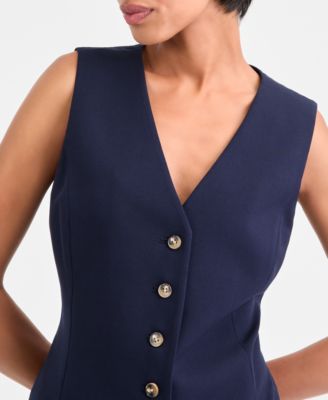 Women's Stretch Crepe Button-Front Vest