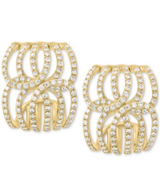EFFY&reg; Diamond Swirl Openwork Huggie Hoop Earrings (3/4 ct. t.w.) in 14k Gold
