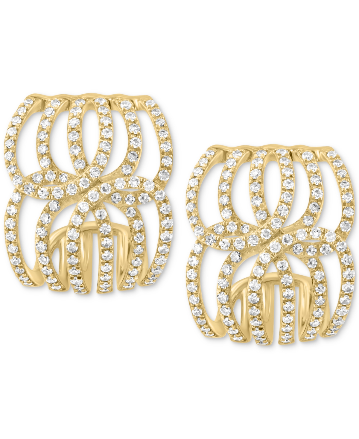 Effy Collection Effy Diamond Swirl Openwork Huggie Hoop Earrings (3/4 Ct. T.w.) In 14k Gold In Gold