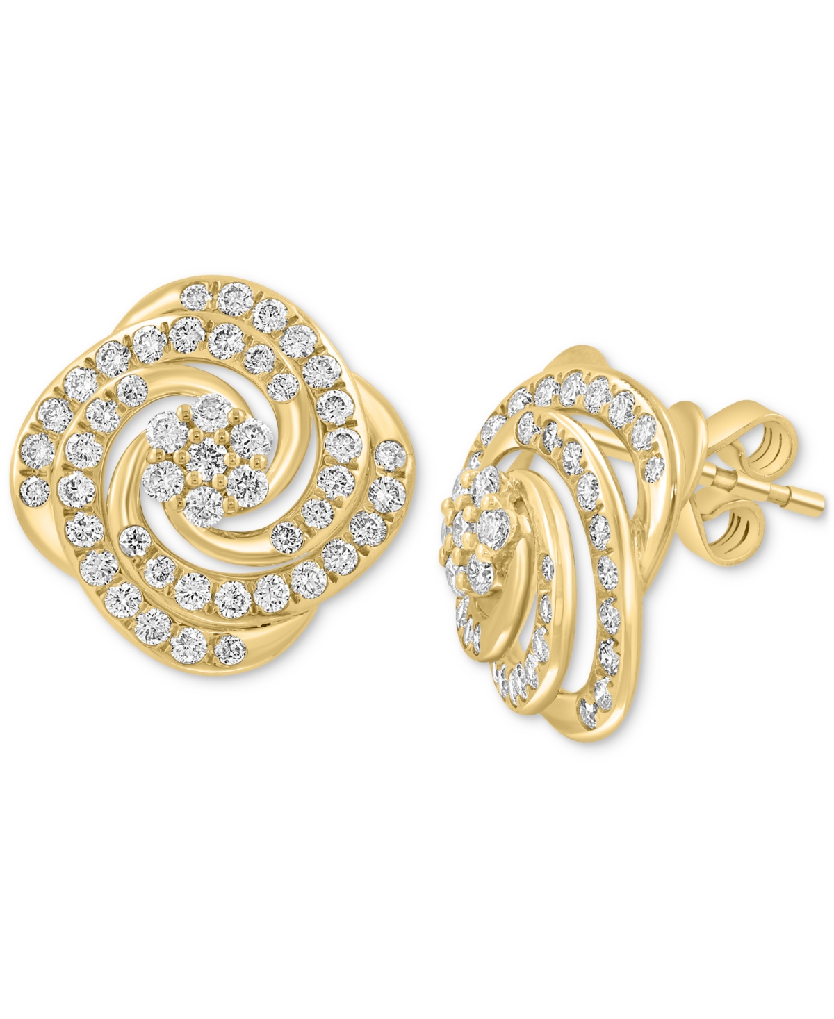 Effy Diamond Love Knot Stud Earrings (7/8 ct. t.w.) in 14k Gold