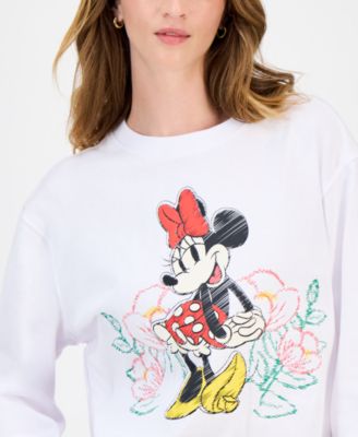 Juniors' Minnie Mouse Graphic Embroidered Sweatshirt