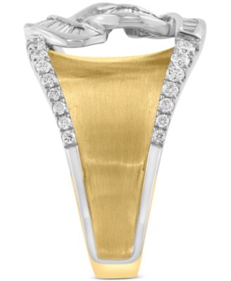 EFFY&reg; Diamond Round & Baguette Concave Ring (5/8 ct. t.w.) in 14k Two-Tone Gold