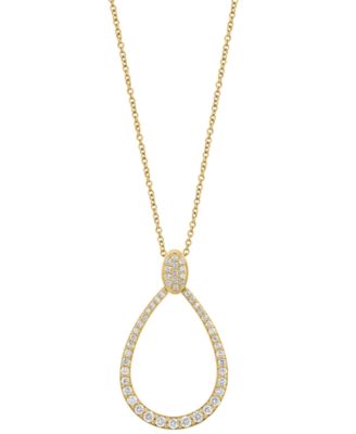 EFFY&reg; Diamond Teardrop Pendant Necklace (3/4 ct. t.w.) in 14k Gold, 17" + 1" extender