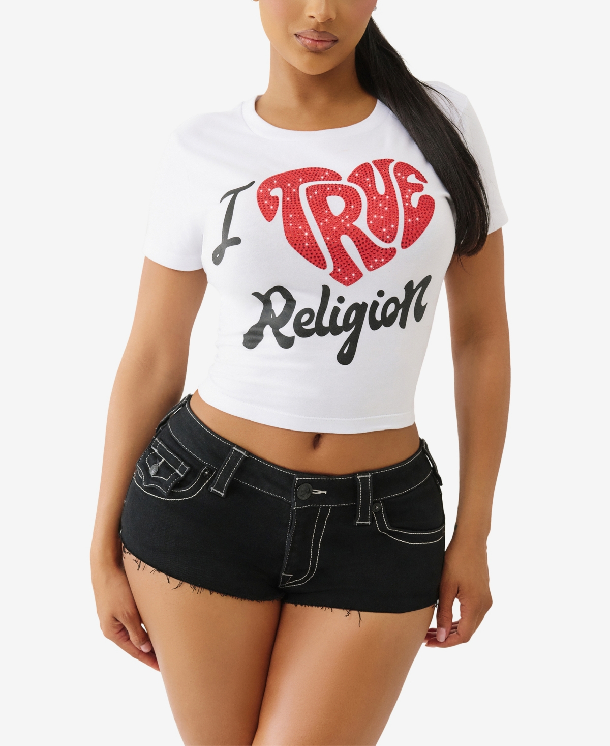 Women's I Love True Religion Crew Neck T-Shirt - Optic White