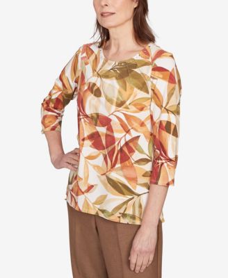 Petite Leaf Pleated Top