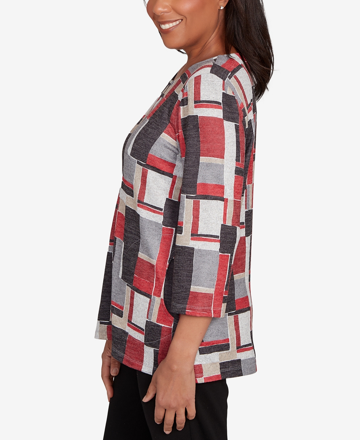Alfred Dunner Petite Colorblock Beaded Top In Multi