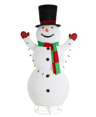 94.5" Lighted Fabric Christmas 3D Foldable Snowman Outdoor D&eacute;cor