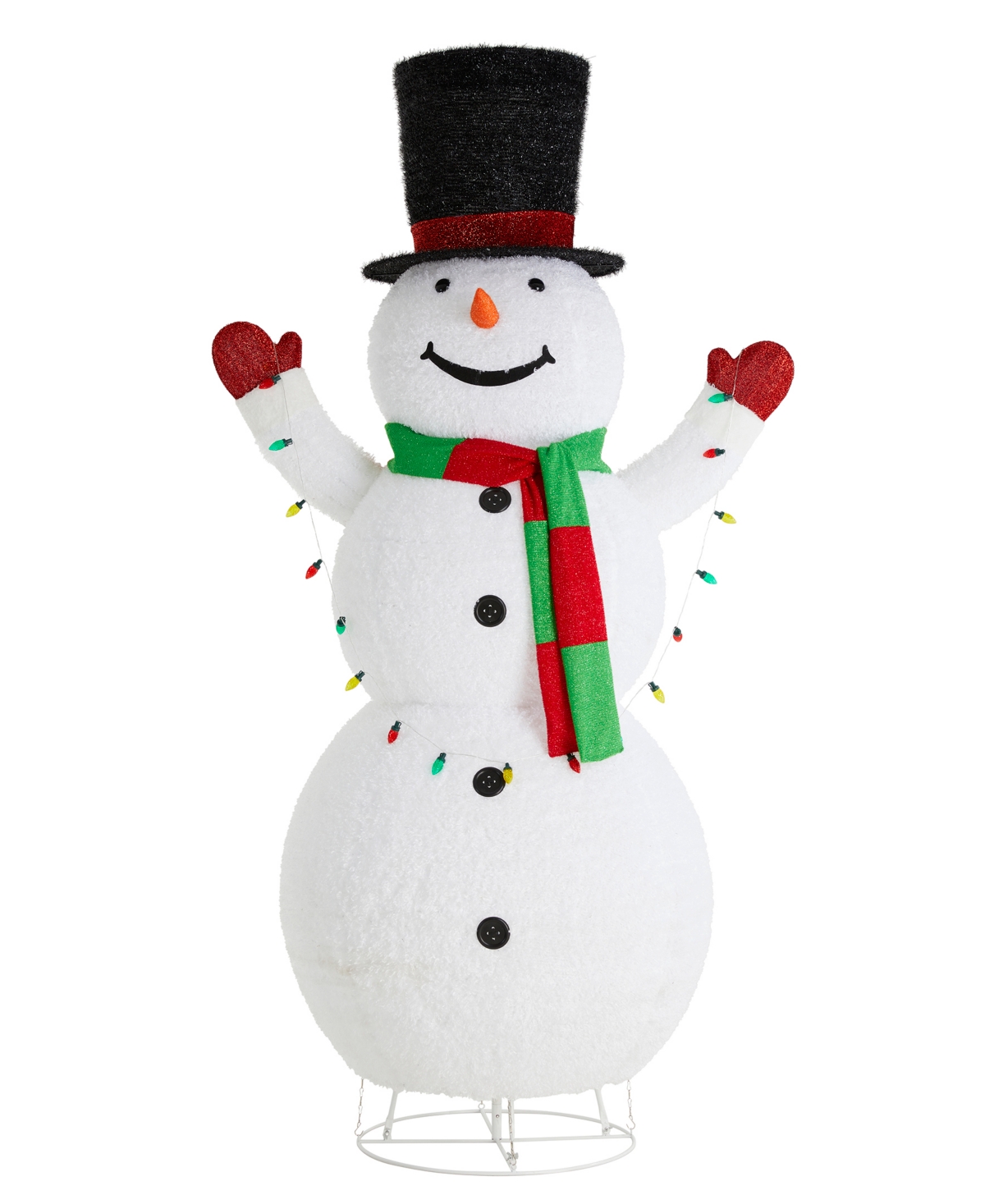 Glitzhome 94.5" Lighted Fabric Christmas 3d Foldable Snowman Outdoor Decor In Multi