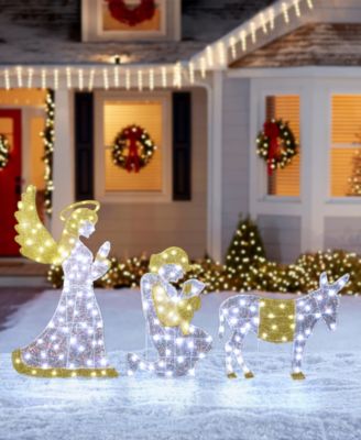 Lighted Fabric Christmas 2D Iridescent Nativity Scene Outdoor D&eacute;cor, Set of 11