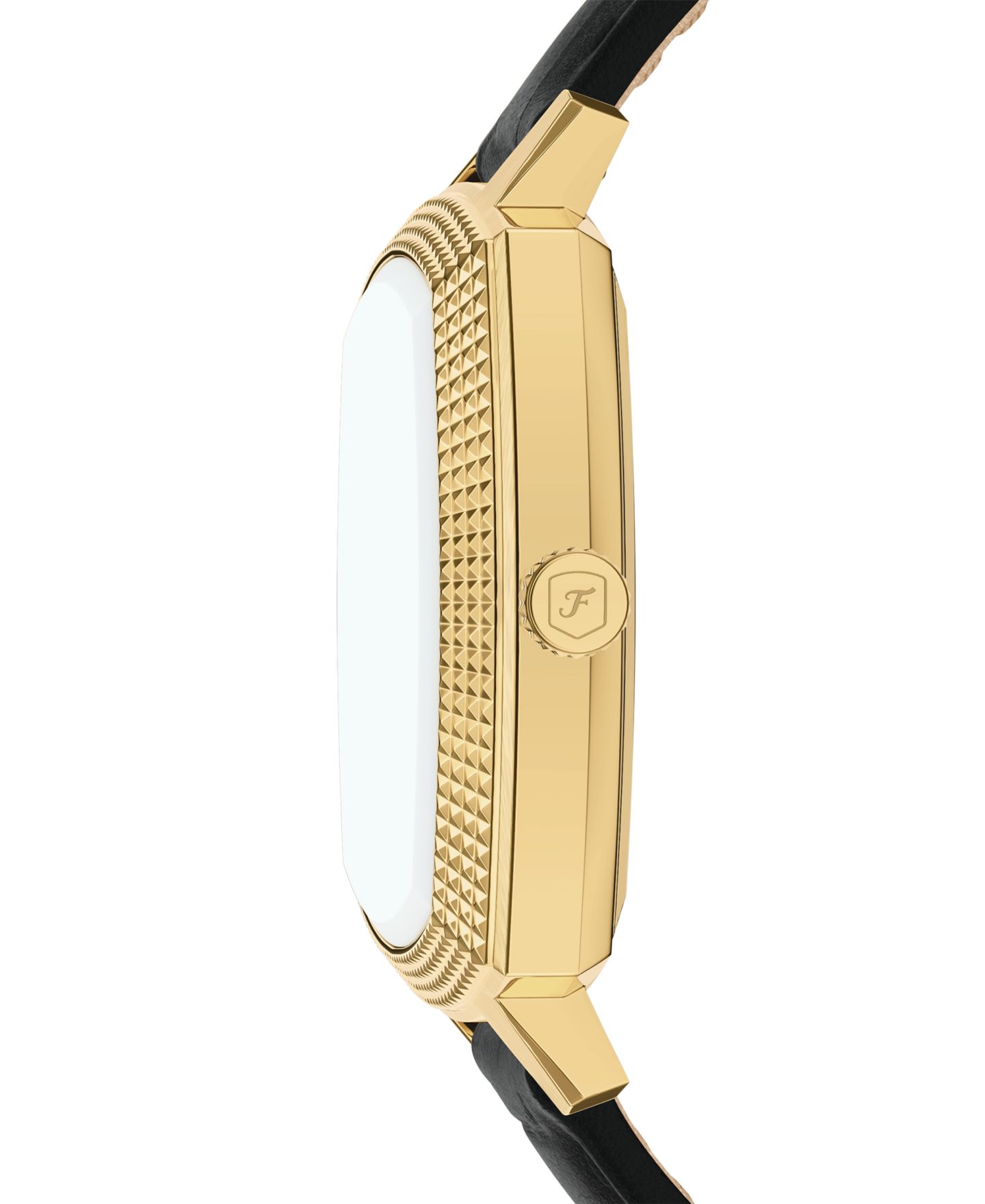 Часы Fossil Nick Jonas x Machine Luxe унисекс, чёрный кожаный ремешок под крокодила, 37 мм — фото 2