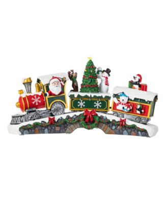 20" Lighted Resin Christmas Santa Train Village