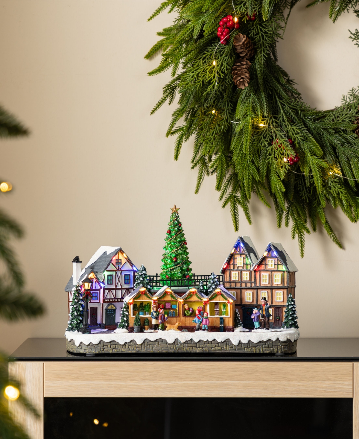Glitzhome 15.25" Christmas Oversized Resin Lighted Village In Multi