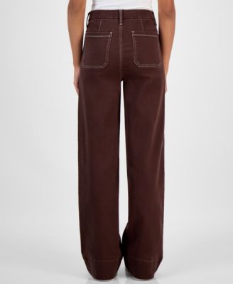 Women's High-Rise Patch-Pocket Wide-Leg Pants 