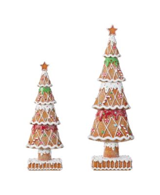 Resin Christmas Tree Figurine, Set of 2