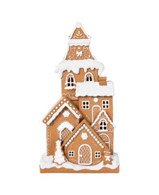 17.75" Lighted Resin Christmas Gingerbread House Figurine