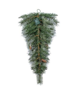 3 ft Pre-Lit Frosted Greenery Pinecones Christmas Teardrop
