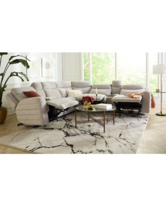 Kristyan Power Headrest, Footrest Fabric Sectional Collection, Macy's Exclusive