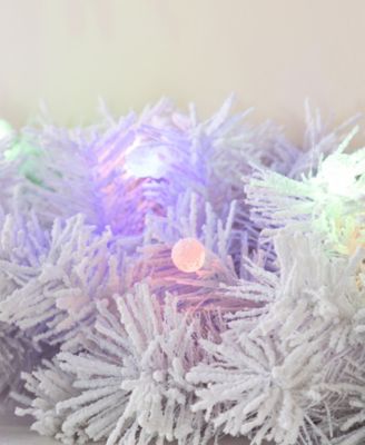 6 ft Pre-Lit Snow Flocked Pine Christmas Garlands, Set of 2