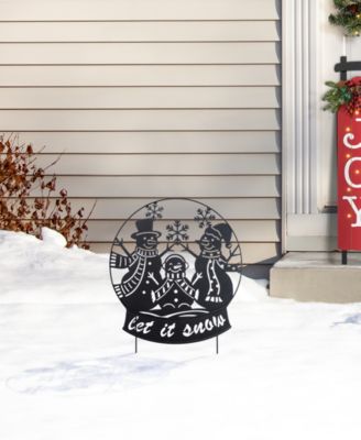 30" Metal Christmas Silhouette Snowman Family Yard Stake or Wall D&eacute;cor