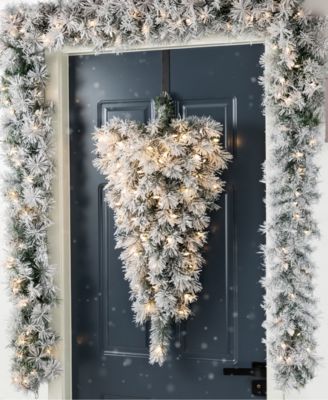 3 ft Pre-Lit Snow Flocked Pine Christmas Teardrop