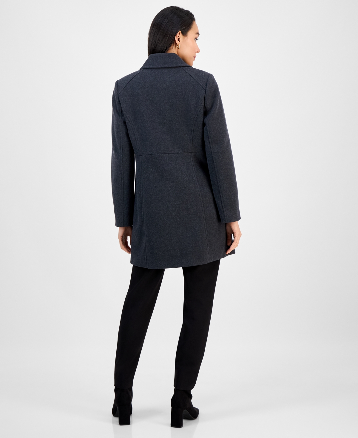 Michael Kors Michael  Women's Collared Zip-front Coat In Blue